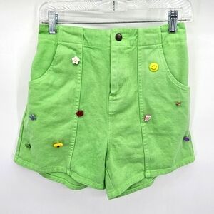 Teddy Fresh High Waist Embleished Neon Green Shorts Womens Size Medium